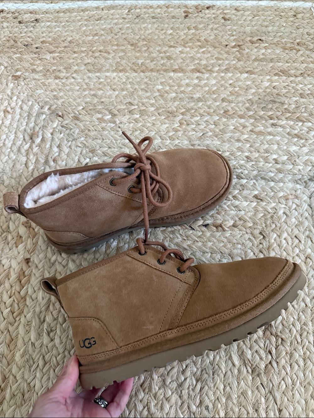 UGG women Tan Suede Chukka Boot with Shearling